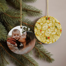 Gelbes festes botanisches Foto Keramik Ornament