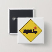 Gelbes Feuerwehrauto Warnschild Button (Vorne & Hinten)