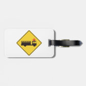 Gelbes Feuerwehrauto Warnschild Gepäckanhänger (Rückseite horizontal)