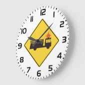 Gelbes Feuerwehrauto Warnschild Große Wanduhr (Winkel)