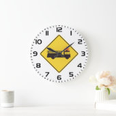 Gelbes Feuerwehrauto Warnschild Große Wanduhr (Zuhause)