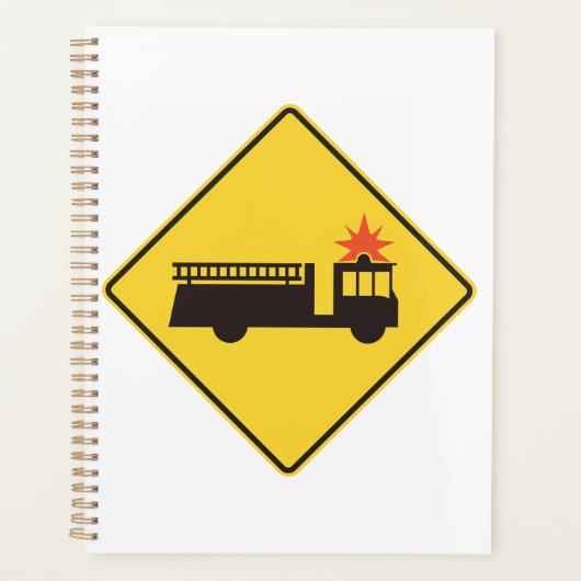 Gelbes Feuerwehrauto Warnschild Planer (Vorderseite)
