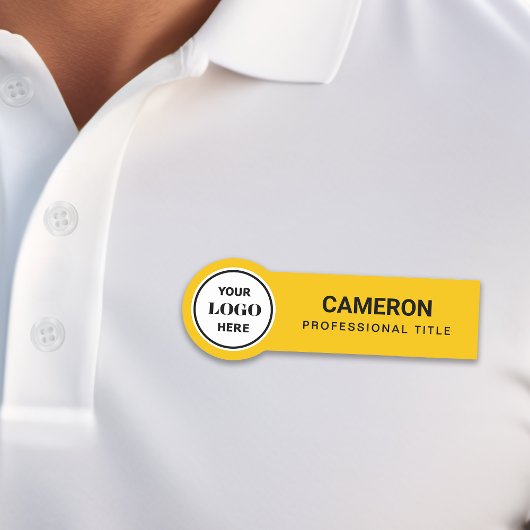 Gelbes Firmenlogo Namensschild