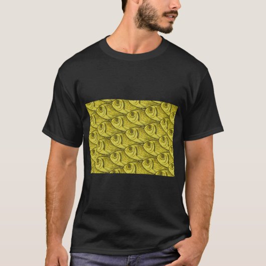 Gelbes Fischmuster T-Shirt (Vorderseite)