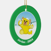 Gelbes flaumiges CUB Keramik Ornament (Rechts)