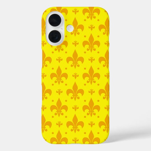Gelbes Fleur-de-lis-Muster Case-Mate iPhone Hülle (Rückseite)