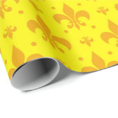 Gelbes Fleur-de-lis-Muster Geschenkpapier (Rolleneckpunkt)