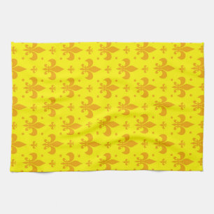 Gelbes Fleur-de-lis-Muster Geschirrtuch