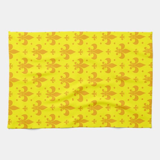 Gelbes Fleur-de-lis-Muster Geschirrtuch (Horizontal)