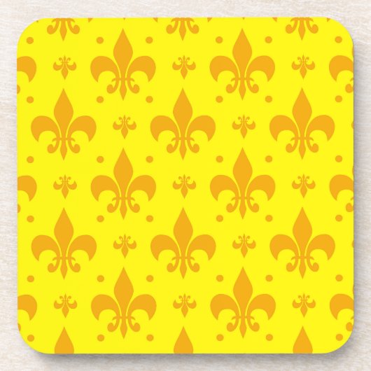 Gelbes Fleur-de-lis-Muster Getränkeuntersetzer (Vorderseite)