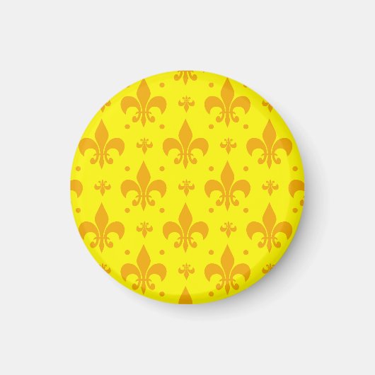 Gelbes Fleur-de-lis-Muster Magnet (Vorne)