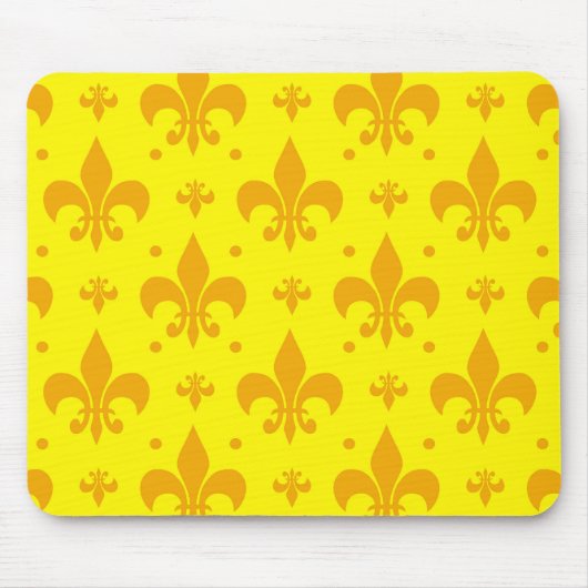 Gelbes Fleur-de-lis-Muster Mousepad (Vorne)