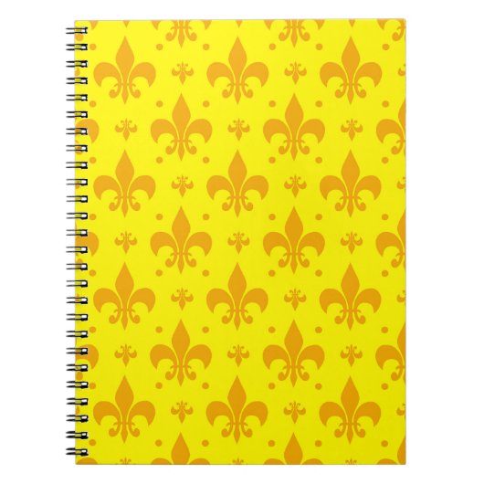 Gelbes Fleur-de-lis-Muster Notizblock (Vorderseite)