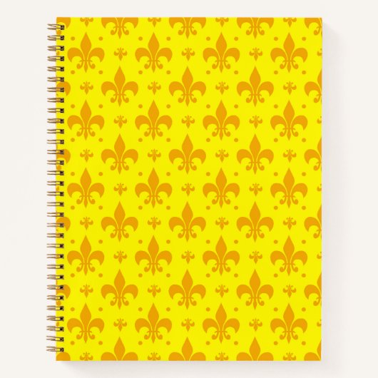 Gelbes Fleur-de-lis-Muster Notizblock (Vorderseite)