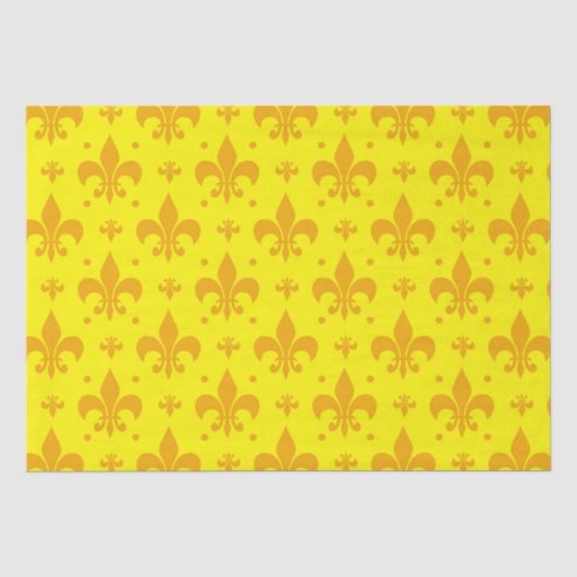 Gelbes Fleur-de-lis-Muster Seidenpapier (Vorderseite)