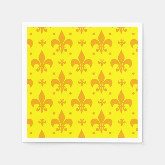 Gelbes Fleur-de-lis-Muster Serviette (Vorderseite)