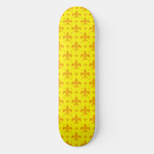 Gelbes Fleur-de-lis-Muster Skateboard