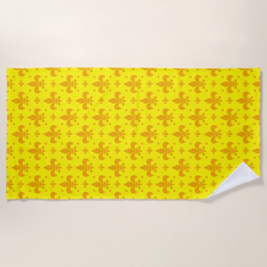 Gelbes Fleur-de-lis-Muster Strandtuch (Vorderseite)
