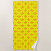 Gelbes Fleur-de-lis-Muster Strandtuch (Vorderseite)