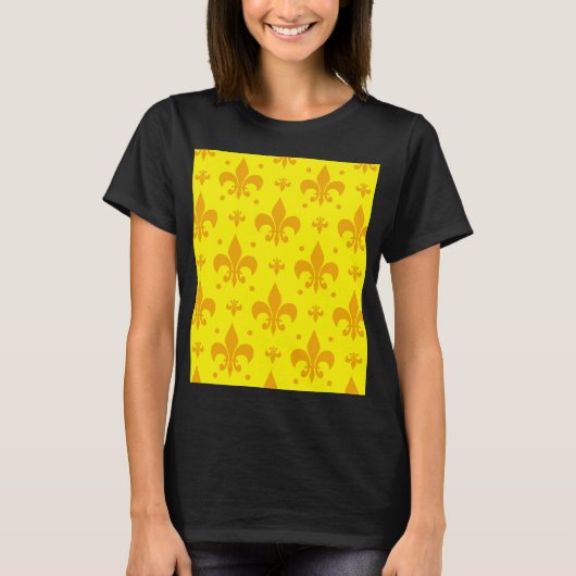 Gelbes Fleur-de-lis-Muster T-Shirt (Vorderseite)