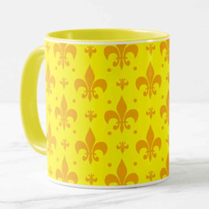 Gelbes Fleur-de-lis-Muster Tasse