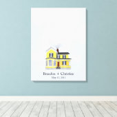 Gelbes Floating Zuhause Fingerprint Gästebuch (Insitu (Holzboden))