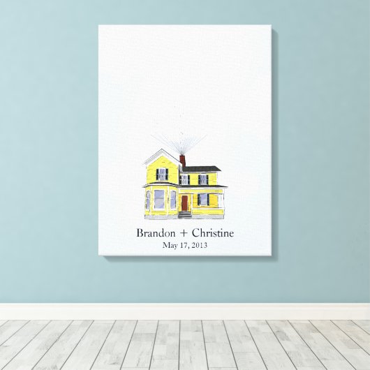 Gelbes Floating Zuhause Fingerprint Gästebuch (Insitu (Holzboden))