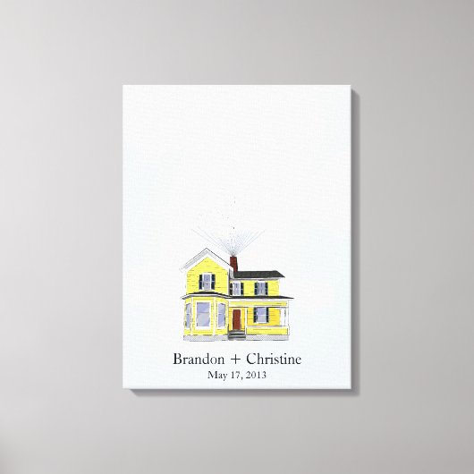 Gelbes Floating Zuhause Fingerprint Gästebuch (Vorderseite)