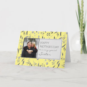 Gelbes florales Happy Mother's Day SISTER Foto Karte