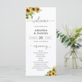 Gelbes florales Hochzeitsprogramm Programm (Stehend Vorderseite)