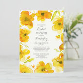 Gelbes, florales Vintages Brautparty Einladung (Stehend Vorderseite)