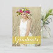 Gelbes Foto Abschluss Einladung (Stehend Vorderseite)