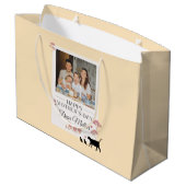 Gelbes Foto Muttertag Große Geschenktasche Geschenktüte (Rückseite Schrägansicht)