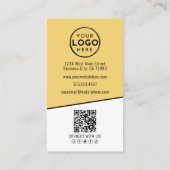 Gelbes Foto QR Code Firmenlogo Vertikal Visitenkarte (Rückseite)