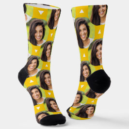 Gelbes Foto von Freundin für Freund Spaß Socken