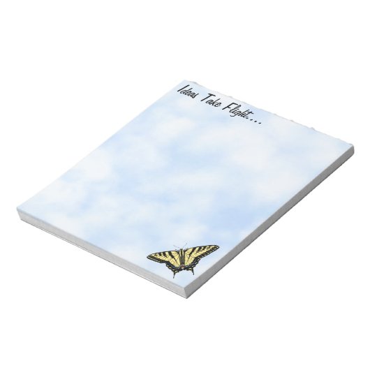 Gelbes Frack Butterfly Blue Sky Personalisiert Notizblock (Rotiert)