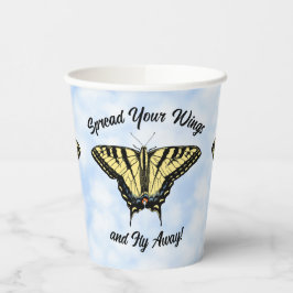 Gelbes Frack Butterfly Blue Sky Personalisiert Pappbecher