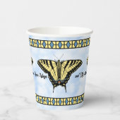 Gelbes Frack Butterfly Blue Sky Personalisiert Pappbecher (Links)