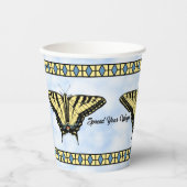 Gelbes Frack Butterfly Blue Sky Personalisiert Pappbecher (Vorderseite)
