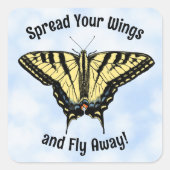 Gelbes Frack Butterfly Blue Sky Personalisiert Quadratischer Aufkleber (Vorderseite)