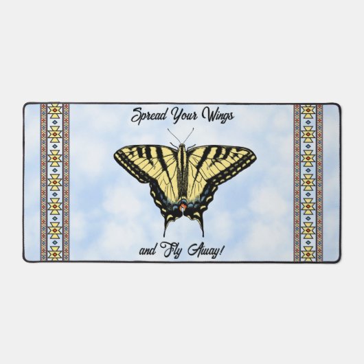 Gelbes Frack Butterfly Blue Sky Personalisiert Schreibtischunterlage (Vorderseite)