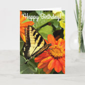 Gelbes Frack Schmetterling auf Blume Geburtstag Karte (Vorderseite)