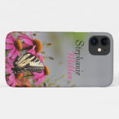 Gelbes Frack Schmetterling auf rosa Blume Case-Mate iPhone Hülle (Rückseite (Horizontal))