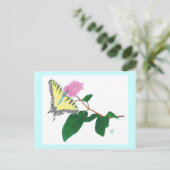 Gelbes Frack Schmetterling Pointillismus Blume Postkarte (Stehend Vorderseite)