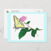 Gelbes Frack Schmetterling Pointillismus Blume Postkarte (Vorne/Hinten)