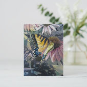 Gelbes Frack Schmetterlingsflöte Postkarte (Stehend Vorderseite)