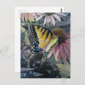 Gelbes Frack Schmetterlingsflöte Postkarte (Vorne/Hinten)