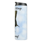 Gelbes Frack Schmetterlingswolken Personalisiert Thermosbecher (Nach rechts gedreht)