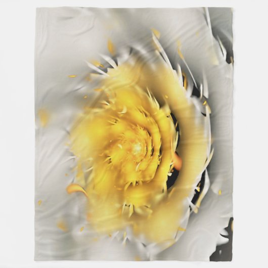 Gelbes Fraktal Abstrakte Blume Fleecedecke (Vorderseite)