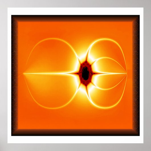 Gelbes Fraktal mit orangefarbenem Hintergrund Poster (Vorne)